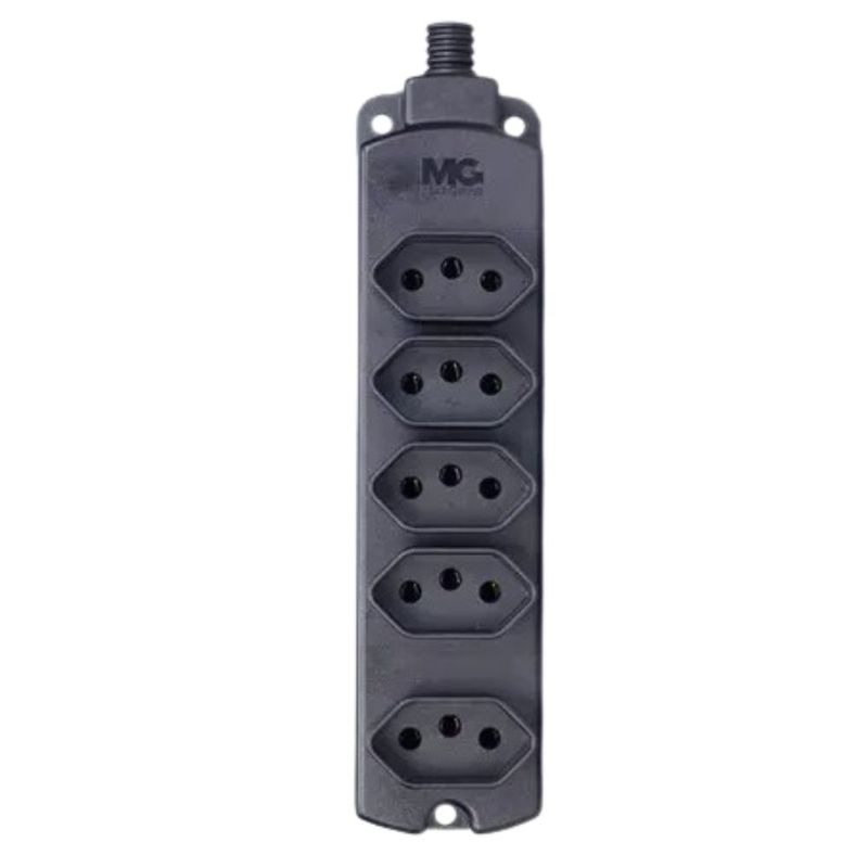 Tomada-Multipla-com-5-tomadas-de-2-Polos---Terra-10-Amperes-Preta
