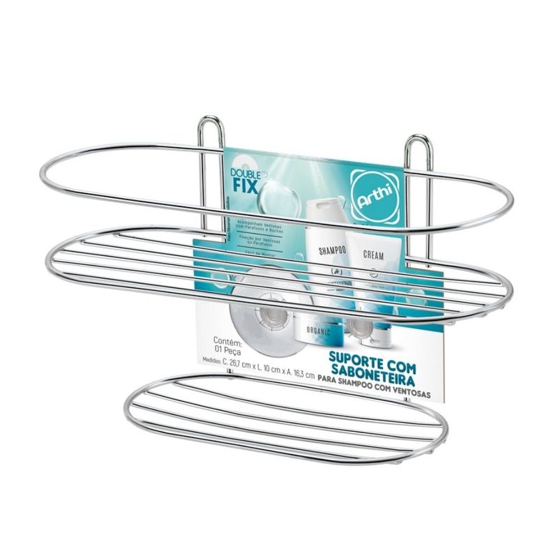 Porta-Shampoo-Duplo-para-Banheiro-267cm-Double-Fix-Cromado