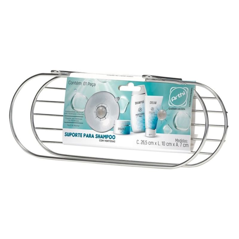 Porta-Shampoo-Reto-para-Banheiro-263x10cm-com-Ventosa-Cromado