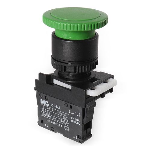 Botão Pulsador Cogumelo 1NA IP65 Verde Margirius