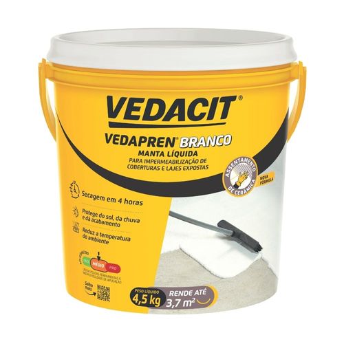 Manta Líquida Acrílica Impermeabilizante Vedapren Branca 4,5Kg Vedacit