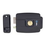 Fechadura-Eletrica-Dupla-Fixa-Abertura-para-Dentro-C90-12V-Preta