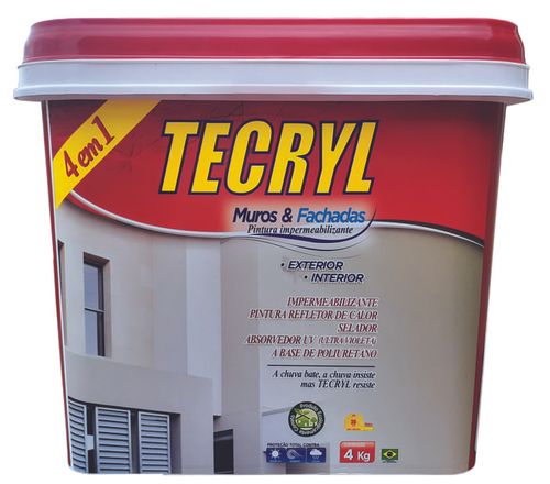 Tinta Impermeabilizante Fosco Muros & Fachadas Palha 4Kg Tecryl