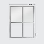 Porta-de-Correr-2-Folhas-Vidro-Liso-Aluminio-Brilhante-210x160cm