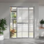 Porta-de-Correr-2-Folhas-Vidro-Liso-Aluminio-Brilhante-210x160cm