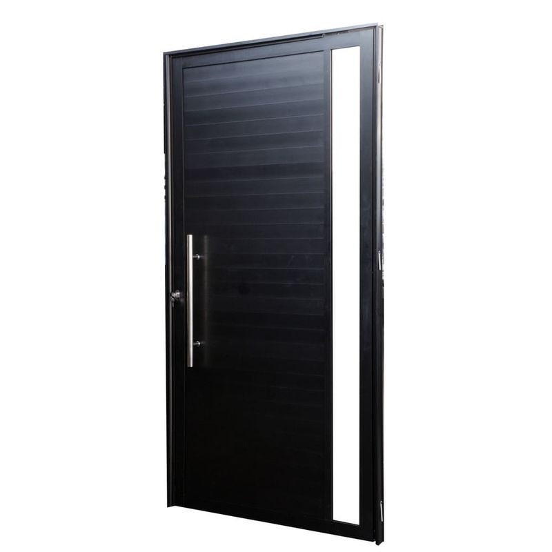 Porta-Pivotante-Lambril-Aluminio-Preto-com-Visor-Esquerdo-210x100cm