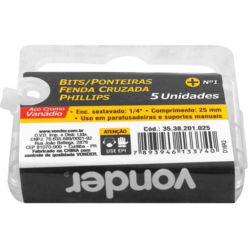 Bits-com-Ponta-Phillips-encaixe-de-1-4--PH1-25mm-c-5pcs-Vonder