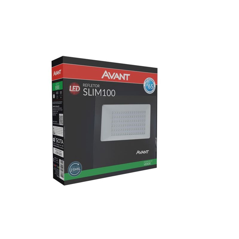 Refletor-de-LED-Slim-100W-IP66-Luz-Verde