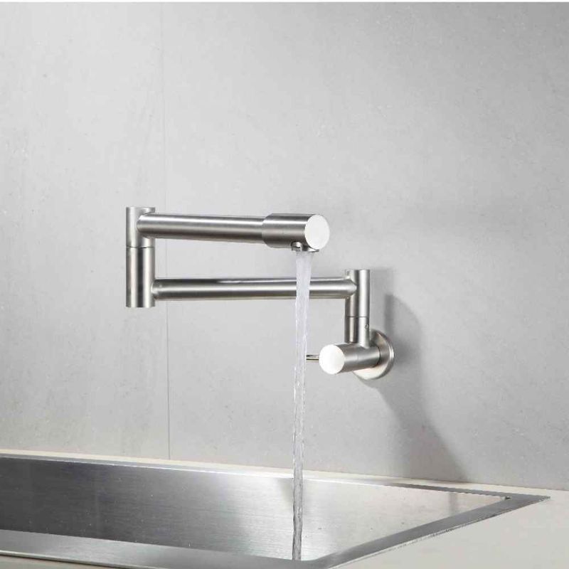Torneira-para-Cozinha-Parede-1-4V-Bica-Alta-Escovada-Extensivel