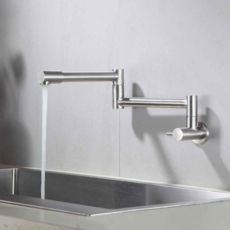 Torneira-para-Cozinha-Parede-1-4V-Bica-Alta-Escovada-Extensivel