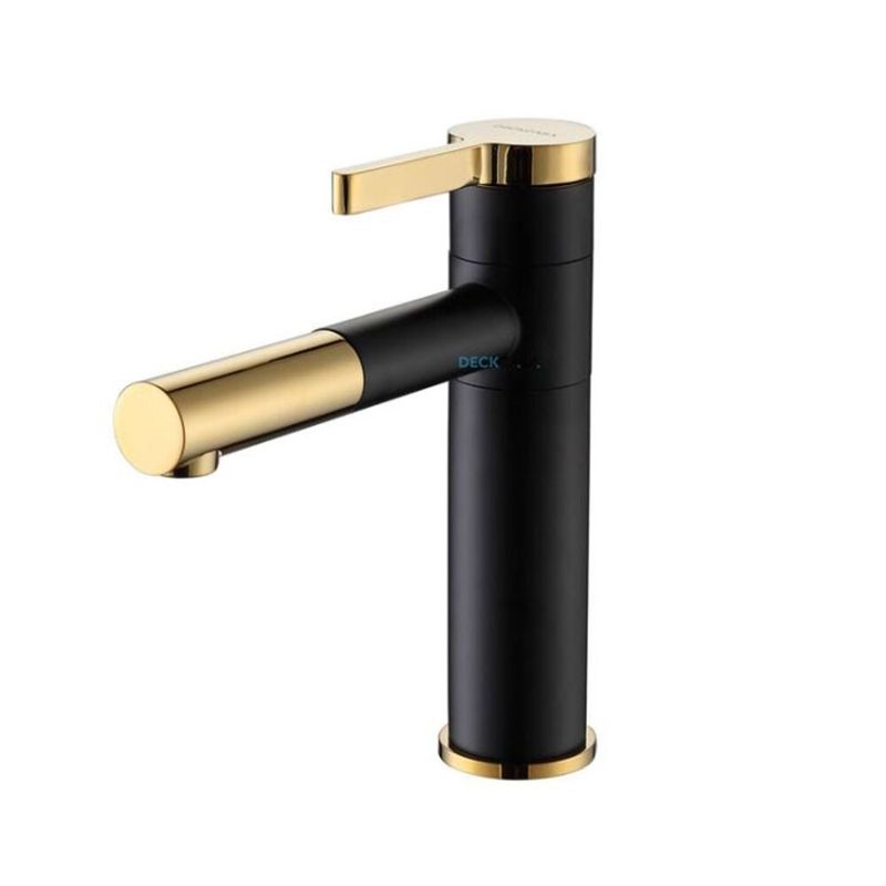Monocomando-para-Banheiro-Mesa-Bica-Baixa-Preto-Dourado-Redondo
