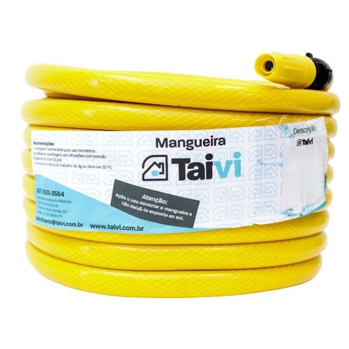 Kit Mangueira Reforçada, Esguicho,Conector Amarelo 20m 1/2" Taivi