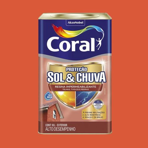 Resina Impermeabilizante Sol & Chuva Cerâmica Onix 18L Coral