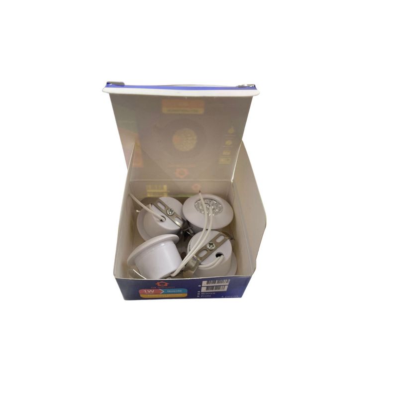 Pack-4-Spots-de-LED-Embutir-Redondo-Branco-1W-80-Lumens-Luz-Amarela