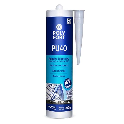 Selante Adesivo PU40 Multiuso Polyfort Preto 360g Pulvitec