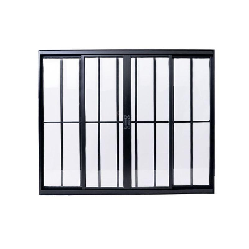 Janela-de-Correr-4-Folhas-com-Grade-Aluminio-Preto-100x150cm