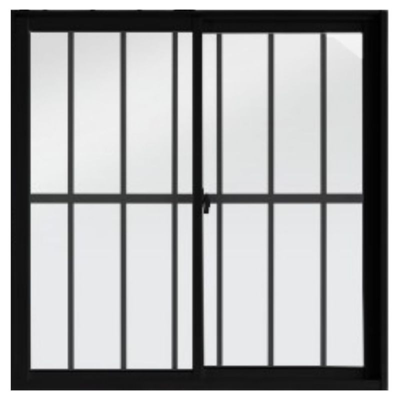 Janela-de-Correr-2-Folhas-com-Grade-Aluminio-Preto-100x100cm
