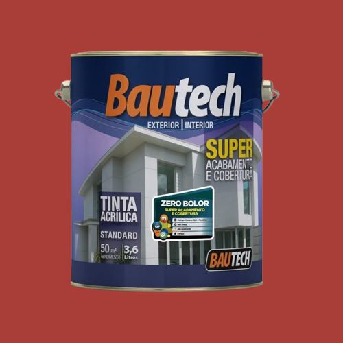 Tinta Standard Acrílica Fosco Zero Bolor Vermelho Cardinal 3,6L Bautec