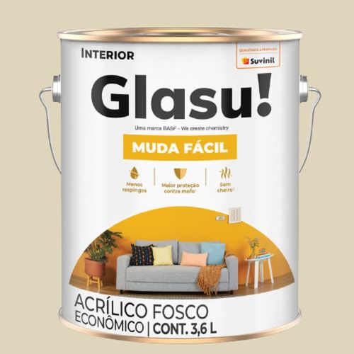 Tinta Econômica Acrílica Fosco Glasu Palha 3,6L Suvinil