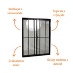 Janela-de-Correr-2-Folhas-com-Grade-Aluminio-Preto-100x100cm