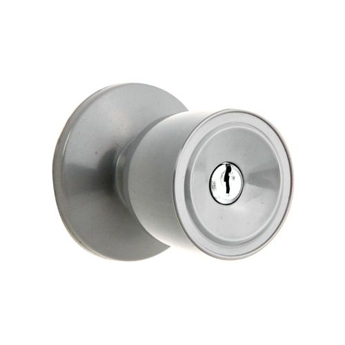 Fechadura Tubular Botão/Chave 90mm Cinza