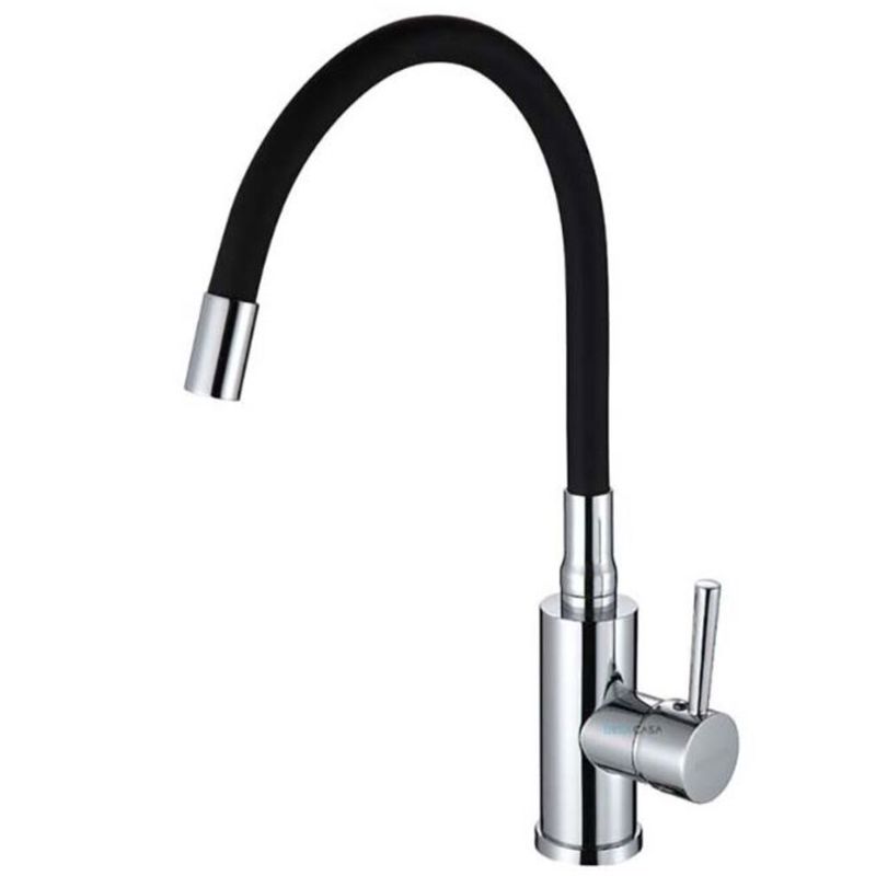 Monocomando-para-Cozinha-Mesa-Bica-Alta-Cromado-Preto-Gourmet-Flexivel