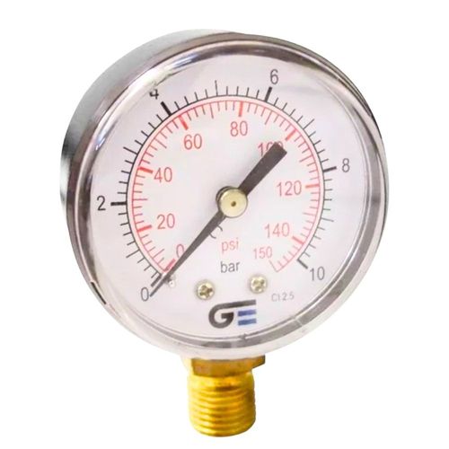 Manômetro 53mm 0-10 bar / 0-150 psi com Caixa ABS seco 1/4" Genebre