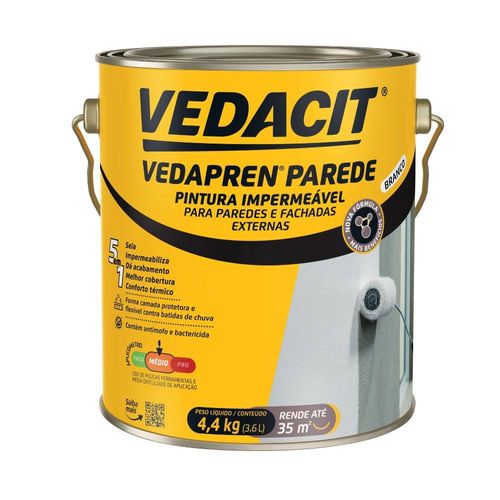 Tinta Acrílica Impermeável Vedapren Parede Branco 3,6L Vedacit