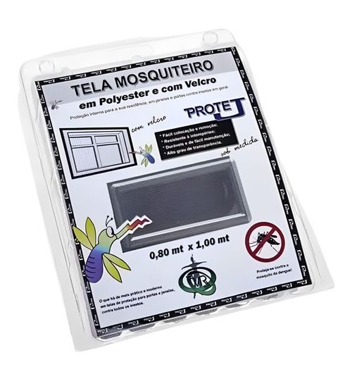 Kit Tela Mosquiteira com Velcro 0,80x1,00m Cinza