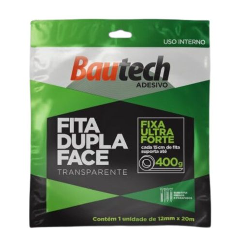 Fita Dupla Face Interna Transparente 12mm Bautech