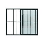 Janela-de-Correr-2-Folhas-com-Grade-Aluminio-Preto-100x100cm