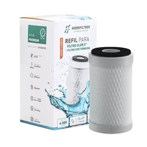 Refil para Filtro Bebedouro com Carvão Ativado 5" 80L/H Hidrofiltros