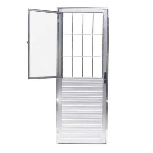 Porta Postigo Vidro Liso Alumínio Brilhante Esquerdo 210x80cm
