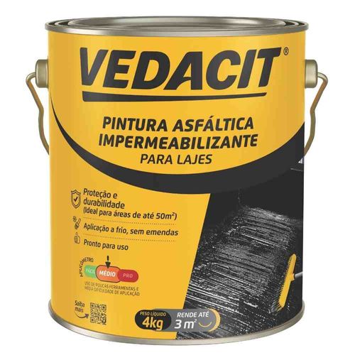Pintura Asfáltica Impermeabilizante para Lajes 4Kg Vedacit