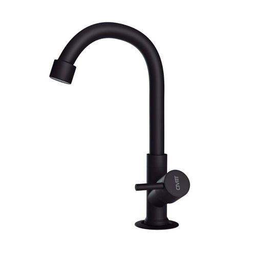 Torneira para Banheiro Mesa 1/4V Bica Alta Preto Fosco Alavanca