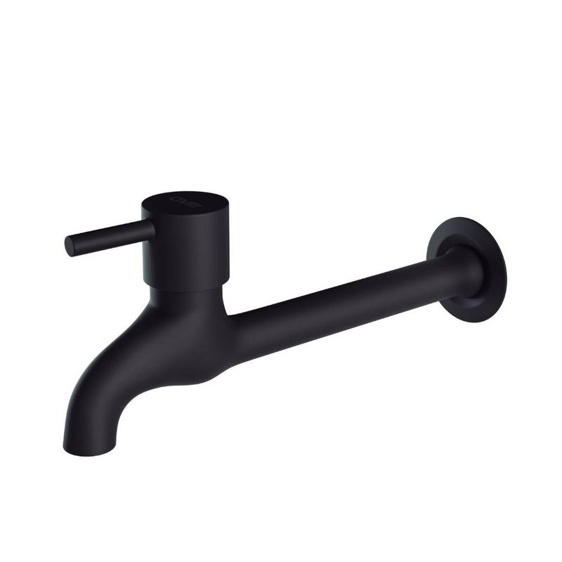 Torneira-para-Tanque-Jardim-Parede-Longa-Metal-Alavanca-Preto-Fosco