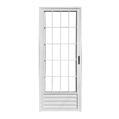 Porta Palito Alumínio Branco Vidro Liso Esquerdo 210x80cm