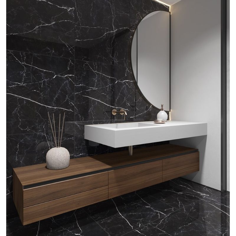 Piso Venatto Black Retificado Polido Preto 74x74cm 2,22m2