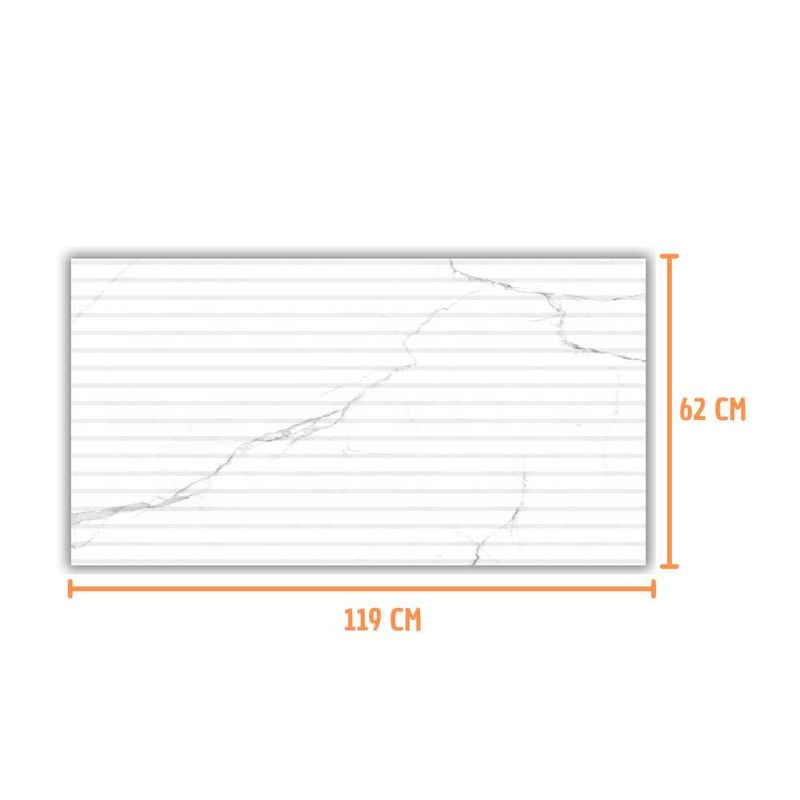 Revestimento Rip Marmo Lux Retificado Brilhante Branco 62x119cm 2,20m2