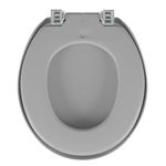 Assento Sanitário Convencional Almofadado PU Oval Cinza