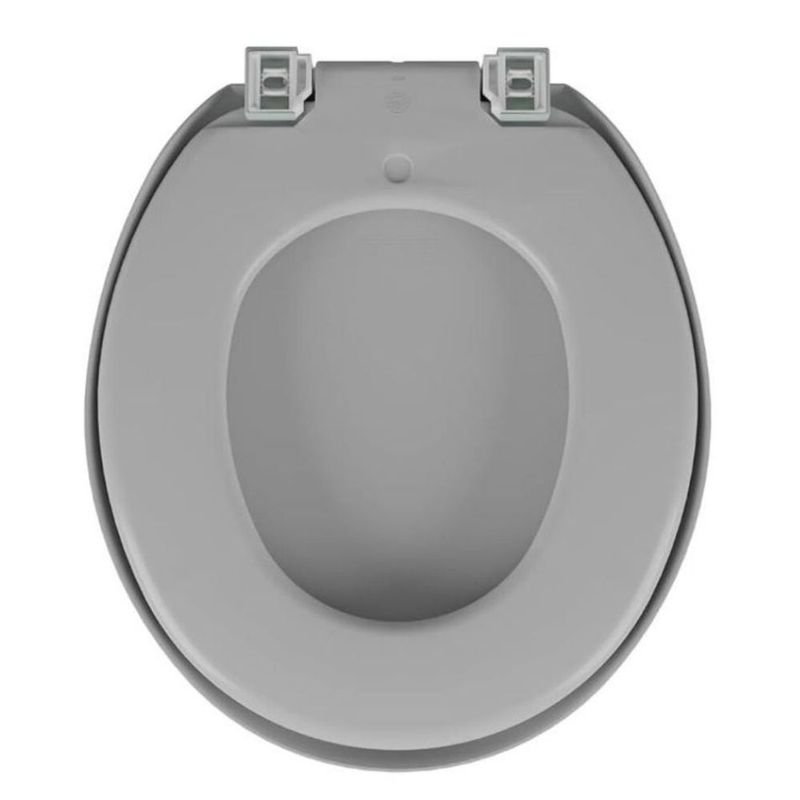 Assento Sanitário Convencional Almofadado PU Oval Cinza