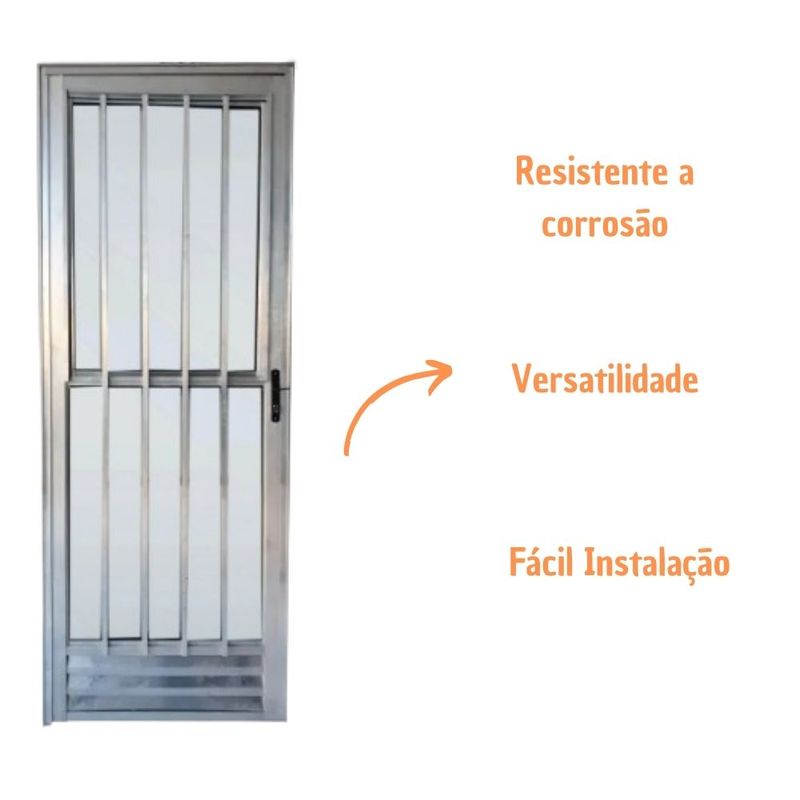 Porta Palito Alumínio Brilhante Vidro Liso Esquerdo 210x80cm
