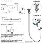 Ducha Higiênica Plástica Cromado com Registro Cromado 1/4V Bognar