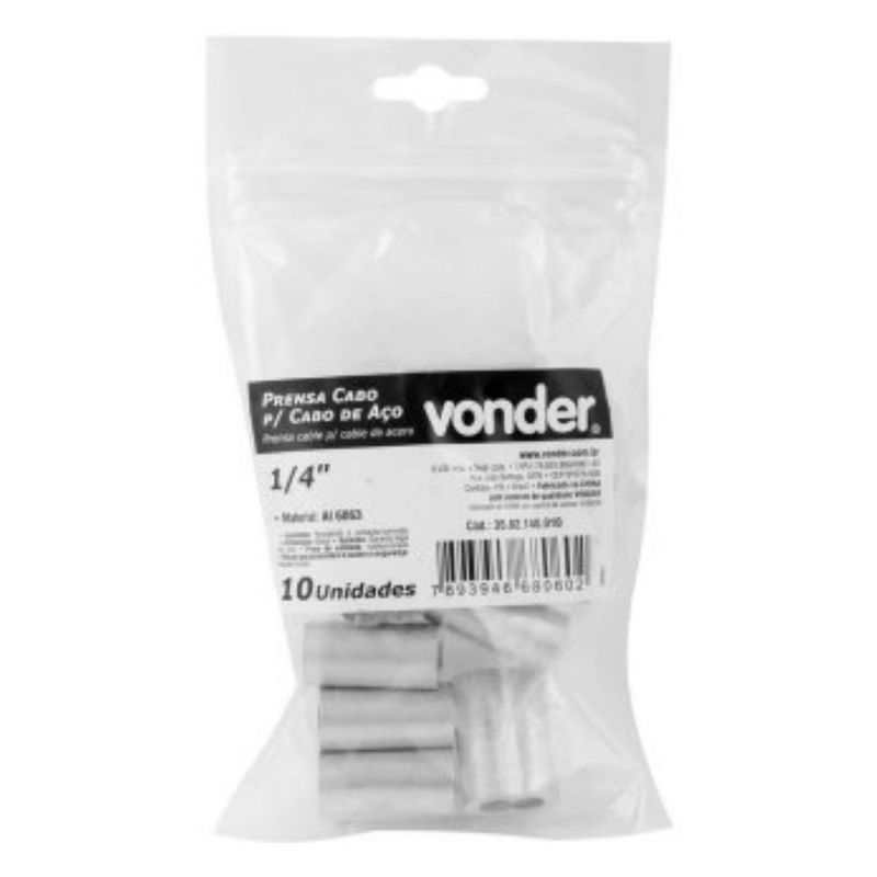 Prensa Cabo para Cabo de Aço 1/4" Cartela com 10 Peças