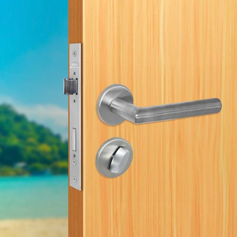 Fechadura Banheiro Roseta Redonda Elle 40mm Inox Escovado
