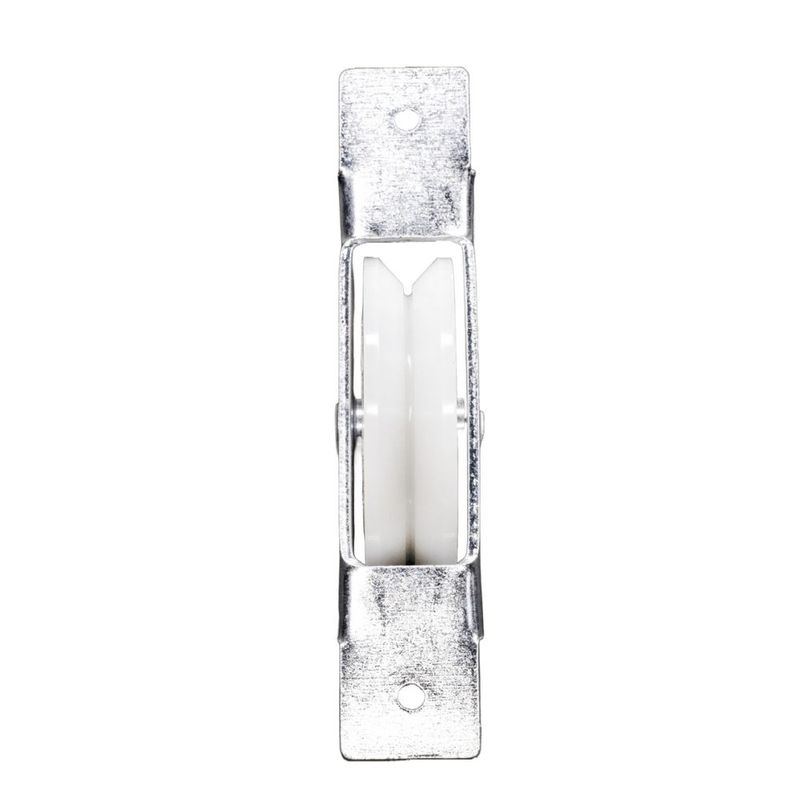 Roldana Nylon 60mm Canal V 90° com Suporte Aberto em Alumínio 2 peças