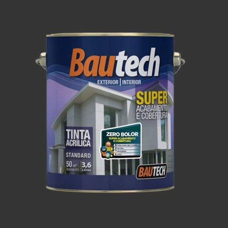Tinta Standard Acrílica Fosco Zero Bolor Preto 3,6L Bautech