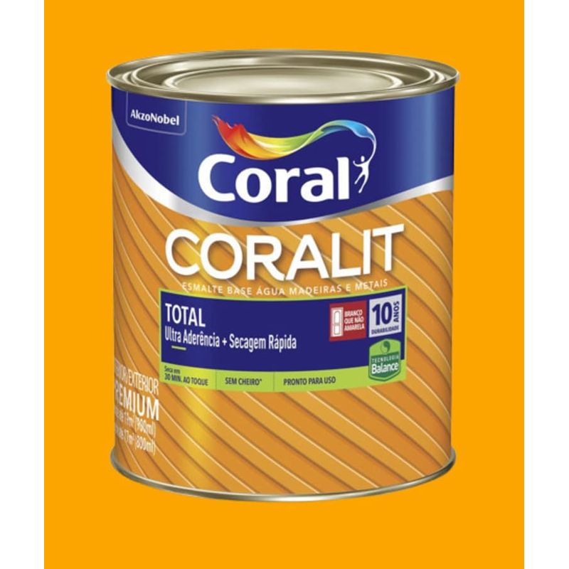 Esmalte Premium Base Água Brilhante Coralit Amarelo 0,9L Coral