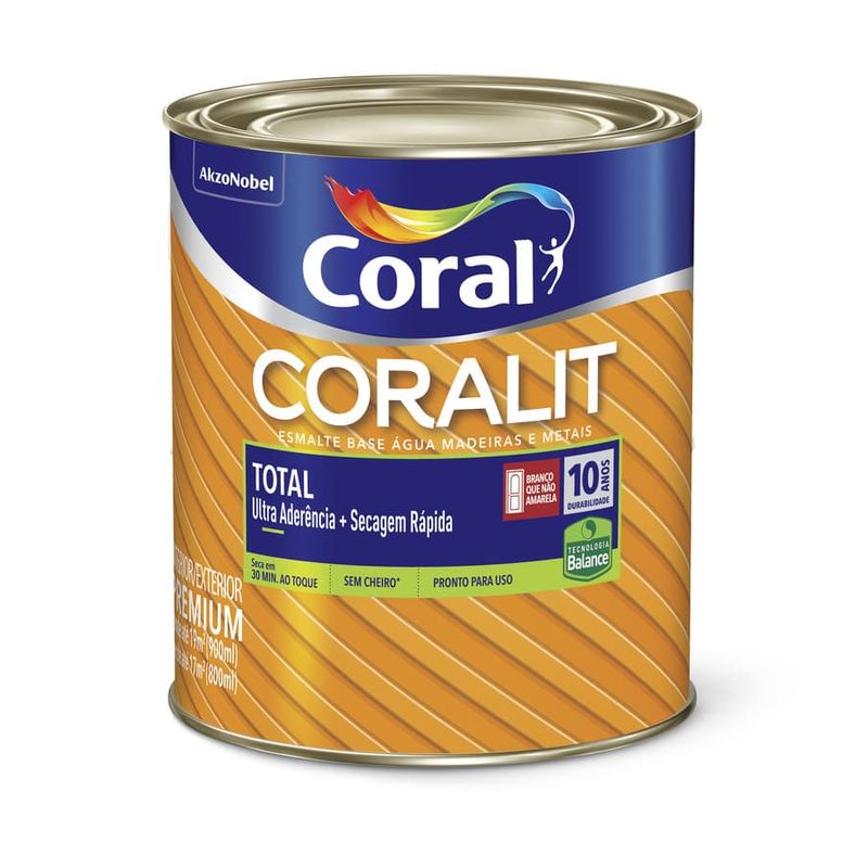Esmalte Premium Base Água Brilhante Coralit Amarelo 0,9L Coral