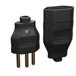 Conjunto de Tomada Macho + Femea 2P + T 10 Amperes 250V Preto